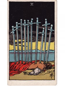 10 of swords Rider Waite tarot