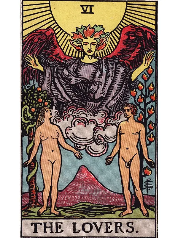 The Lovers tarot card Rider-Waite