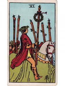 Carta del Tarot del Seis de Bastos