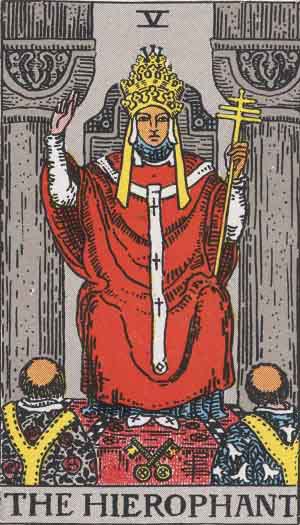 The Hierophant card Rider-Waite Tarot