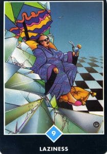 9 of Water Laziness Osho Zen Tarot