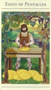 8 of Pentacles Mythic Tarot