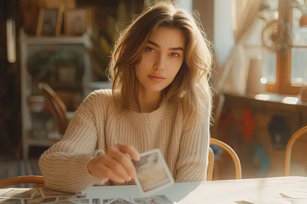 A woman lays out tarot cards on the table