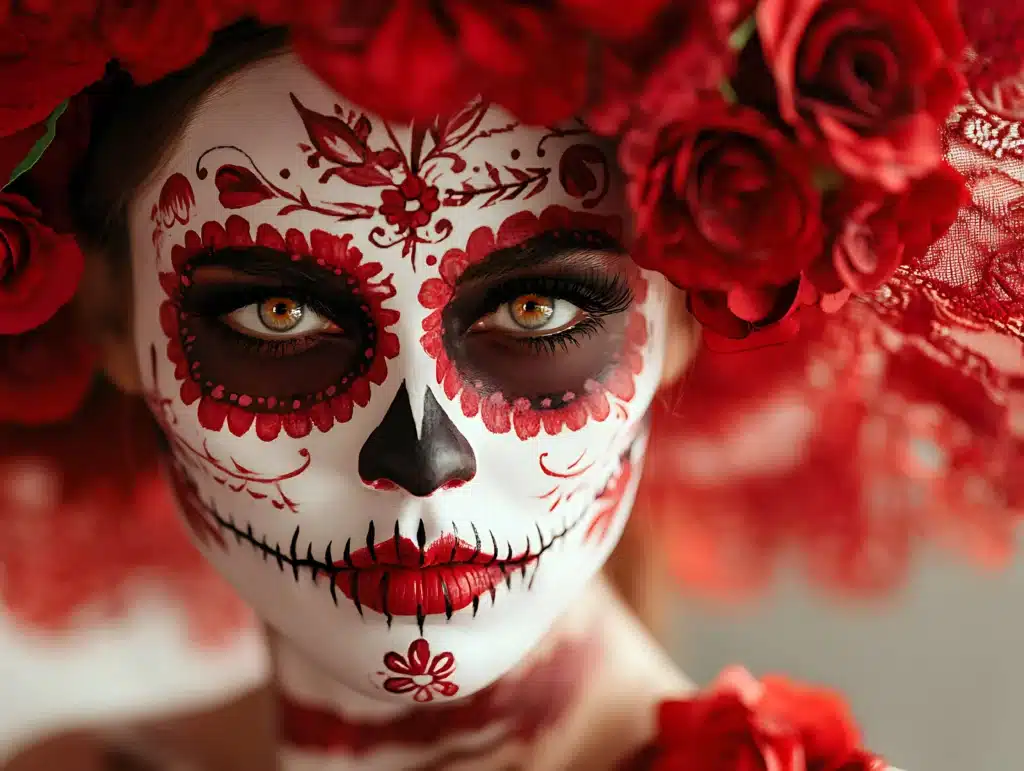 Día de los Muertos red make up